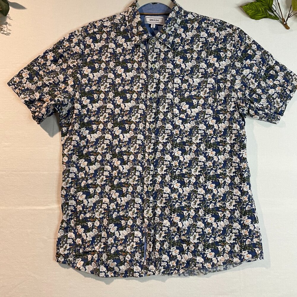 Smash Men's Short Sleeve Floral Print Button-Up Shirt M